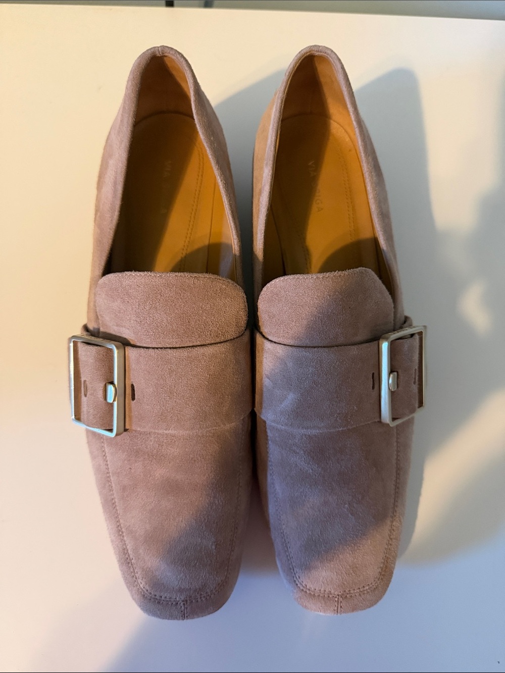 Via Spiga Dusty Mauve Suede Buckle Loafers